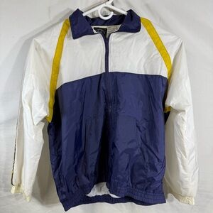 Vintage Retro 80’s JG Hook Medium Windbreaker Jacket Blue Yellow Small Spot Read